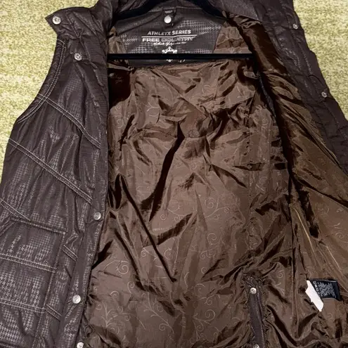 Free Country brown puffer jacket vest women's size medium