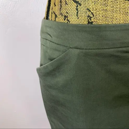 New York & Company Stretch Twill Khaki Pencil Skirt Olive 6 Green