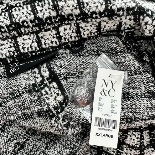 New York & Co Black White Tweed Crop Jacket size XXL Long Sleeve NWT Blazer