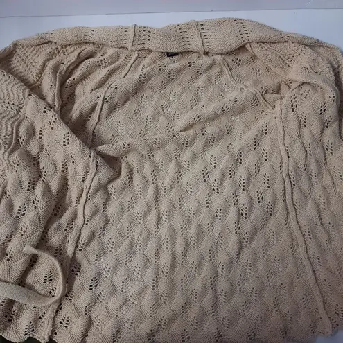 Willi Smith Womens Cardigan Sweater Size Small Tan Knitted Belted Open Front