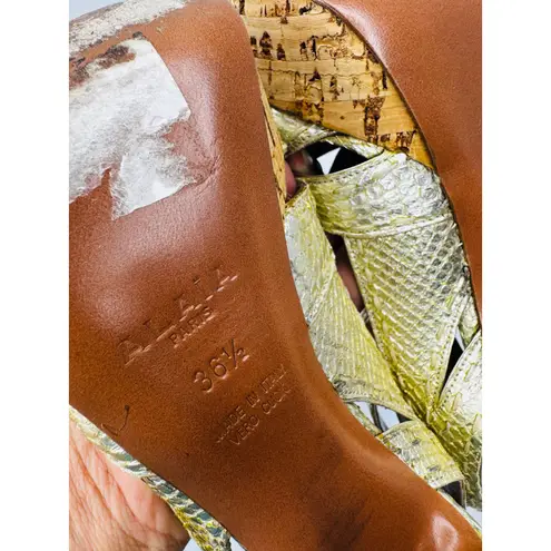 Alaïa Gold Snake Embossed Leather Platform High Heel Sandals EU 36.5 Luxury Size 6.5