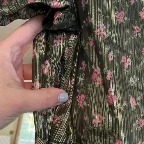 Love Shack Fancy  Black And Gold Metallic Mercy Mini Dress in Midnight Vine