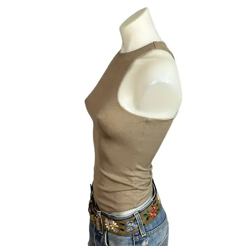 Privacy Please Revolve Tan Ribbed Bodysuit SIZE XS Tank Top Racerback Basic NEW