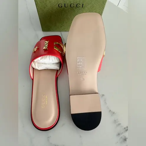 Gucci  Cara Leather Slide Sandals