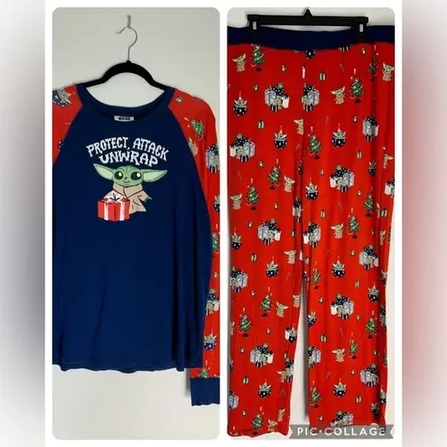 Munki Munki Star Wars Yoda 2pc Pajama Set XL Christmas Top and Bottoms Soft