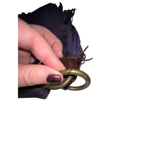 Berge Purple Suede Shoulder Bag Tassel Accent Italy Leather Boho Style