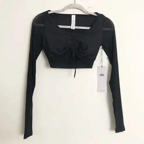 Alo Yoga Airlift Mesh Divine Long Sleeve Bra Black XS