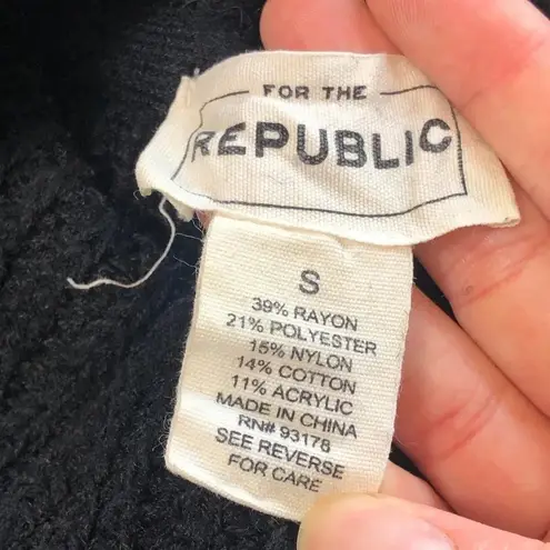 FOR THE REPUBLIC Black Chunky Knit Turtleneck Long Sleeve Sweater Womens Size S