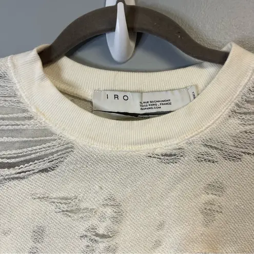IRO Sweatshirt Cream/White Kismet Shredded Crew Neck Long Sleeve Top Sz XS GUC
