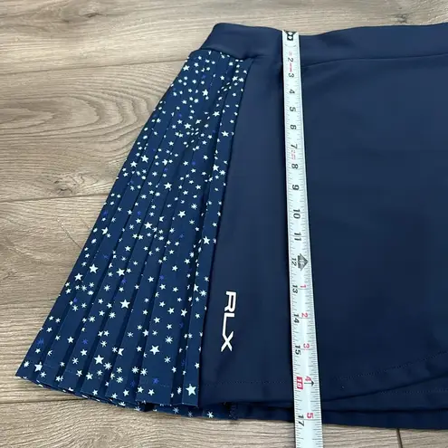 Ralph Lauren RLX  17” Side Pleated Aim High Rise Navy Stars Golf Skirt Size Large