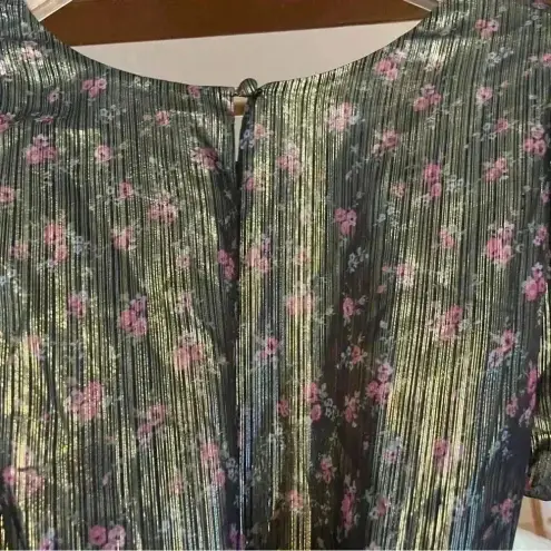 Love Shack Fancy  Black And Gold Metallic Mercy Mini Dress in Midnight Vine