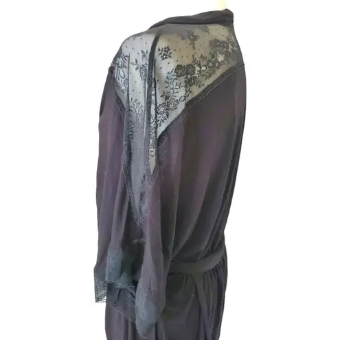 Eberjay Eberjey Robe Women Small Lace Trim Soft Black Belted 3/4 Sleeve Honeymoon - Image 7