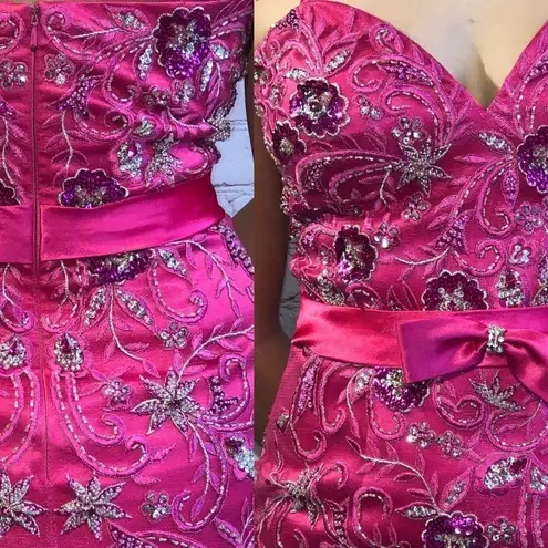 Fuchsia sequin & rhinestone mermaid prom dress Pink Size 6