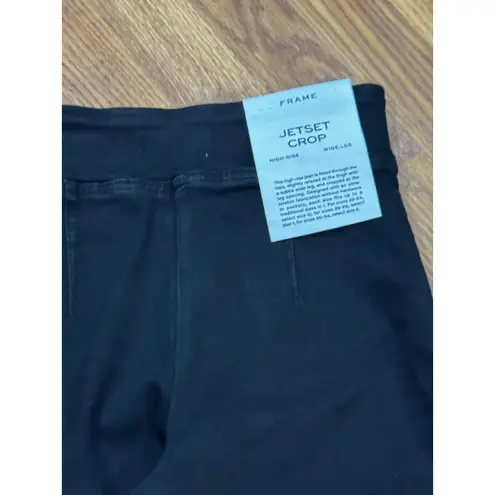 Frame The Jetset Wide Crop Pants in Sheen Noir Black Size 1 Stretch Pull-On