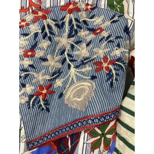 John Mark Embroidered Jacket Open Blazer Quilted Floral Cottage L NWT $139