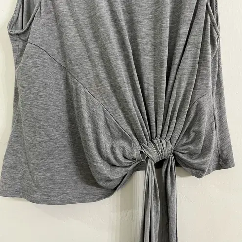 ASTR  The Label Heathered Gray Knotted Tie Waist Crop Tank Top Size XL
