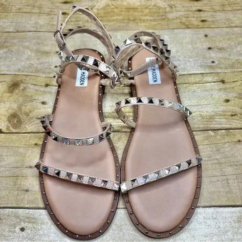 Steve Madden  Travel Tan Ankle Wrap Gladiator Studded Sandal