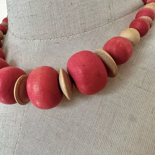 Pink and tan beaded necklace