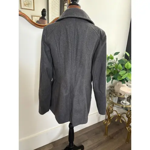 London Fog Women's Gray Wool Blend Coat Jacket Classic Pea Coat Medium - Image 3