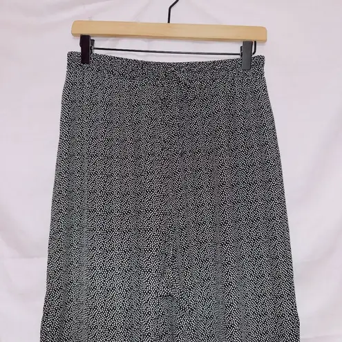 E2 Black Polka Dot Print High Waisted Wide Leg Side Slit Pants size medium