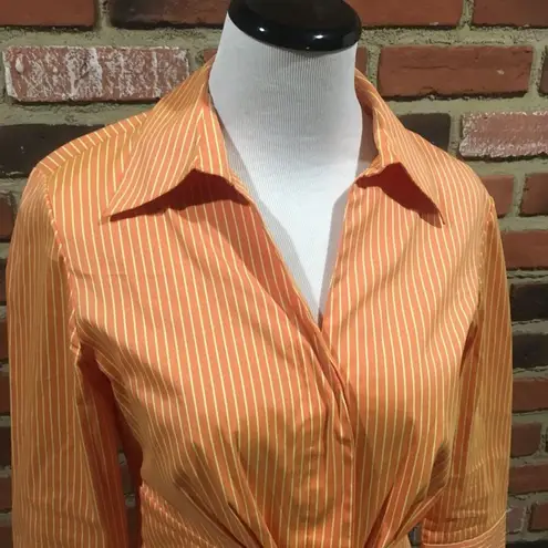 Lafayette 148 New York Blouse sz 4 petite hidden buttons Button down top tie