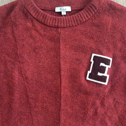 Rails Red Crew Neck Sweater Classic Knit Cashmere Wool Varsity Oversized