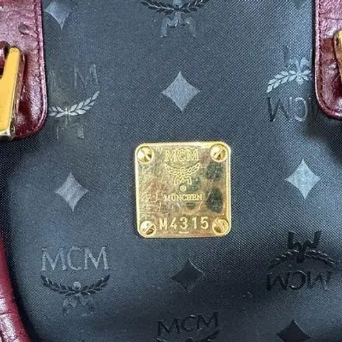 MCM Black and Burgundy nylon hand leather Satchel