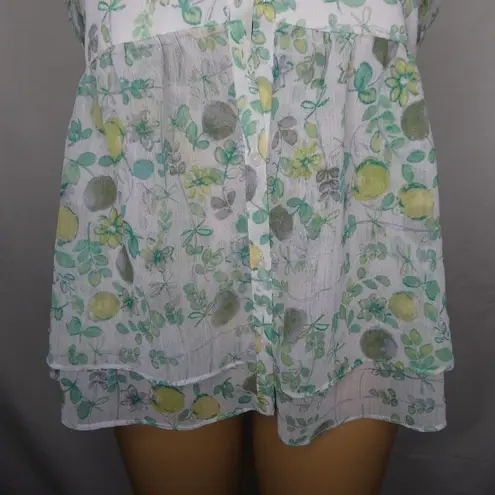 LC Lauren Conrad  Fruit Print Babydoll Tank Cami Small Lemon Floral Flowwy Top