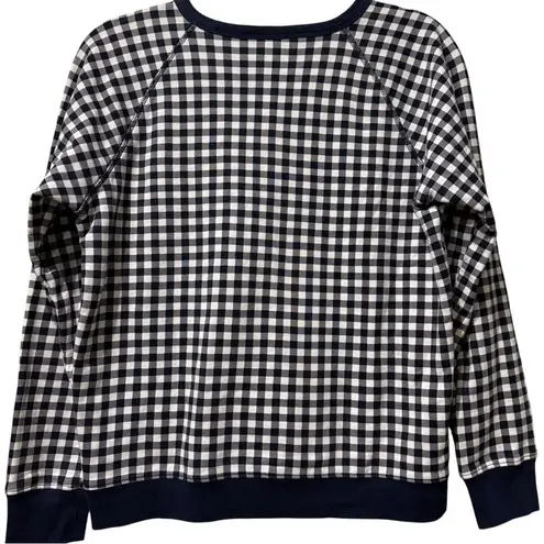Draper James  Natalie Sweatshirt in Navy Gingham‎ Pullover Crewneck Sz Medium