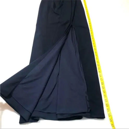 After Six Blue Pleated Surplice Stretch Crape gown XXS.