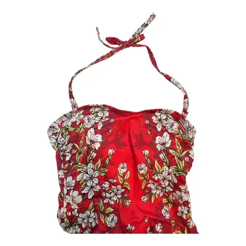 One Piece Red Floral  Swimsuit Womens 6