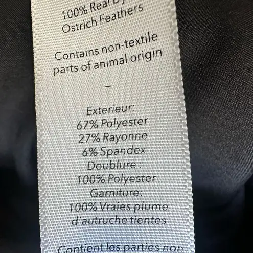 Likely Marullo feather trim black mini dress size 0 new with tags