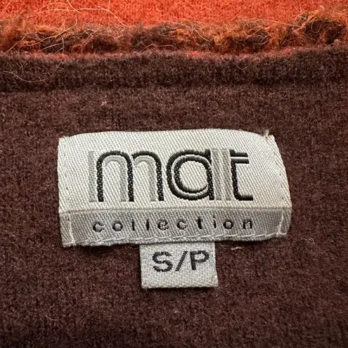 Mat Collection Orange Brown Beaded Cropped Pure Wool Jacket Blazer Small