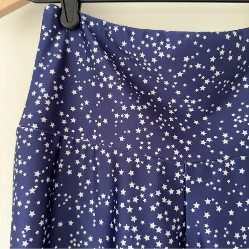 Onzie Star Print Athletic Leggings Blue White Ankle Athleisure Workout Active S