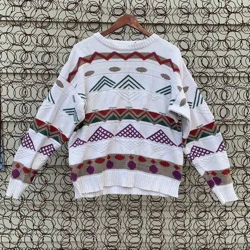 London Fog Vintage 90s geometric stripe sweater LARGE