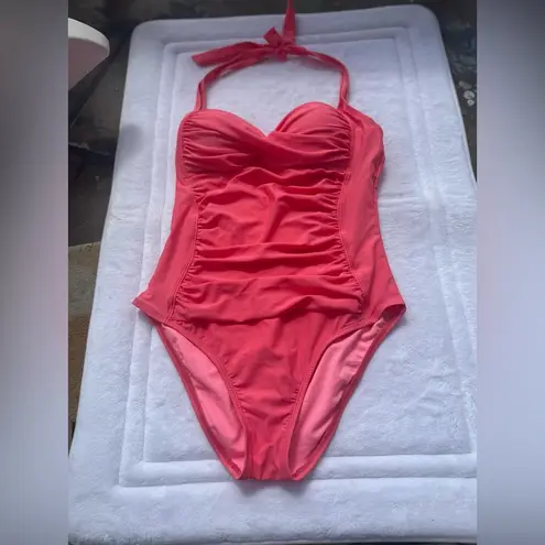 La Blanca Vibrant Coral One-Piece Swimsuit beach resort vacation summer size 8