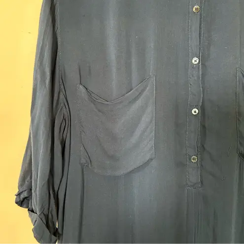 Babaton Women's Button Down Pullover Sheer Blouse Navy Medium