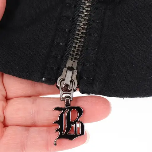 BCBG Y2K Black Studded Jacket Womens Goth Streetwear Grunge Spellout Size L Size L