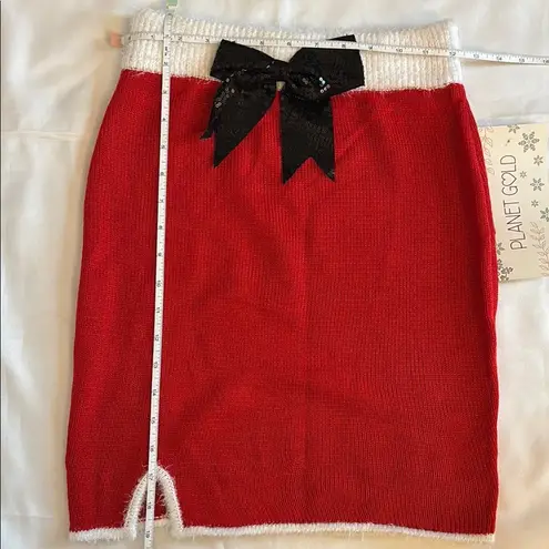 Planet Gold Red and White Skirt with Black Bow Women Size Small