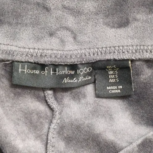 House Of Harlow 1960 Dark Grey Velour Drawstring Cuffed Jogger Pants Small Gray
