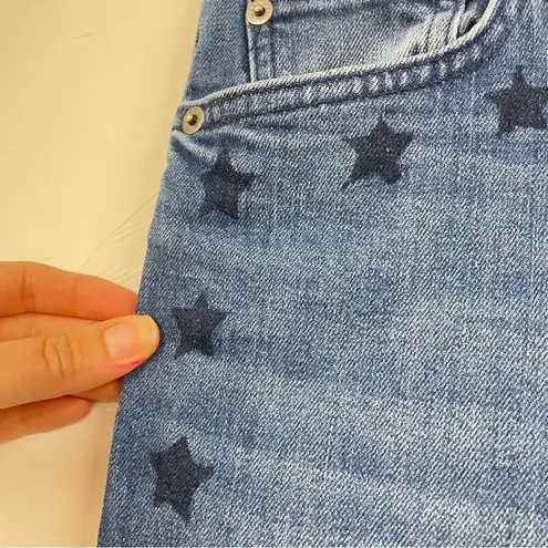 Gap  Best Girlfriend Womens Jeans 28 Star Print Medium Wash Mid Rise Raw Hem