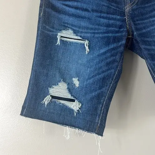 American Eagle Next Level Airflex Distressed Bermuda Denim Shorts Blue Size 28
