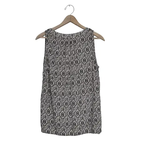 Anne Carson Sleeveless Blouse Top Black White Patterned Size L