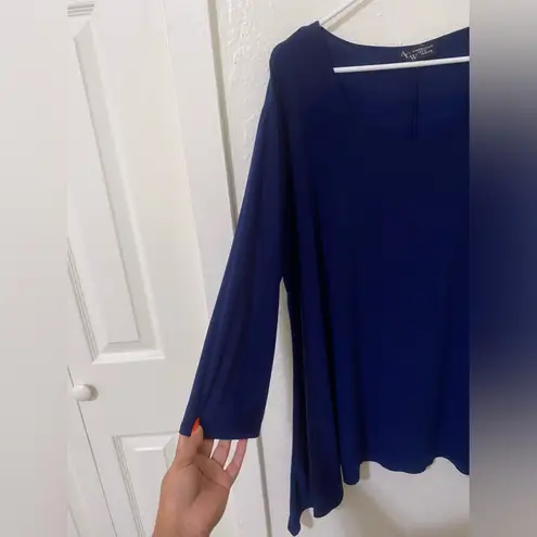 American City Wear Women’s 3/4 sleeve Blouse Top Shirt 3X Color Blue Round Neck