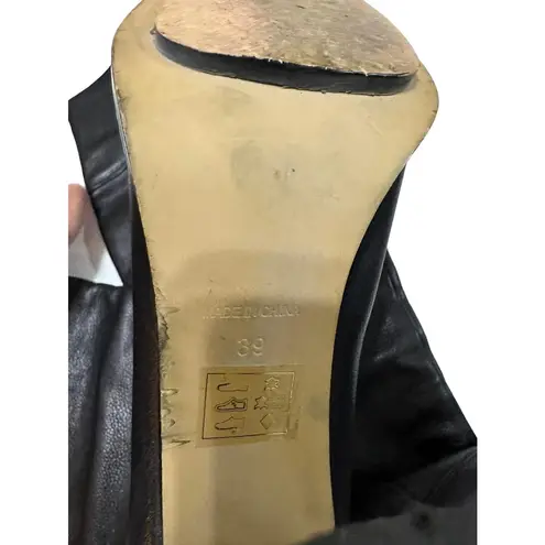 Reiss Women's Black Pull On Knee High Round Toe Leather Boots Size 39 EUR