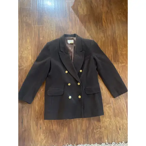 Vintage Espresso Brown Wool Pea Coat OLD MONEY HERITAGE EQUESTRIAN 12 M L