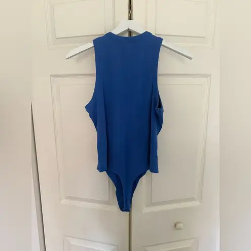 Pistola NWT Blake Crew Neck Bodysuit Azure Blue Ribbed Thong Bodysuit Size XL