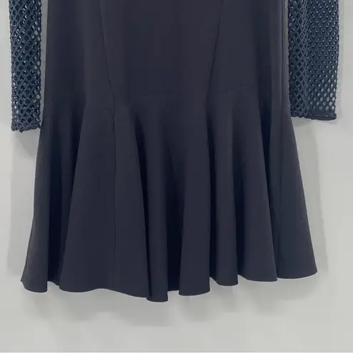 Rebecca Taylor Mesh-Detail Pleated Dress Stormy Gray Size 0 Extra Small