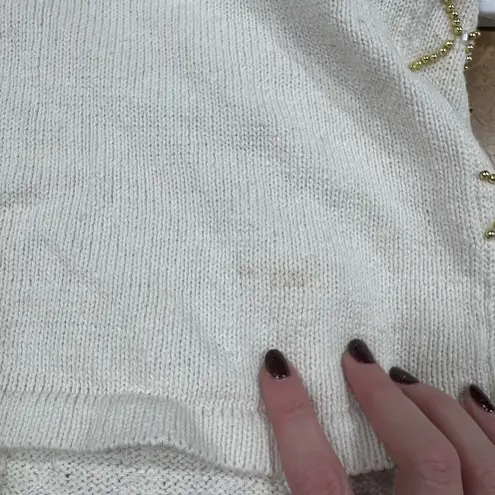 Claudia D. Vintage Beaded Vest XL White