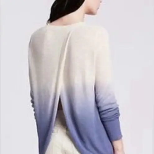 Banana Republic  White and Blue Ombré Split Back Lightweight Sweater